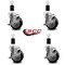Service Caster 4'' Black Poly Swivel 1-1/2'' Expanding Stem Caster Set with Brake, 4PK SCC-EX20S414-PPUB-BLK-TLB-112-4 - alternate 3